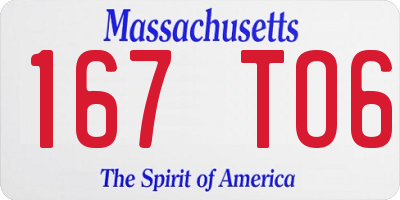 MA license plate 167TO6