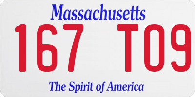 MA license plate 167TO9