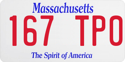 MA license plate 167TP0