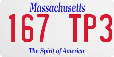 MA license plate 167TP3