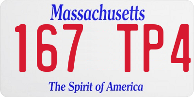 MA license plate 167TP4