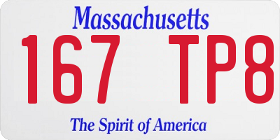 MA license plate 167TP8