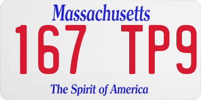 MA license plate 167TP9