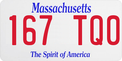 MA license plate 167TQ0