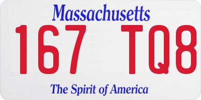 MA license plate 167TQ8