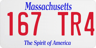 MA license plate 167TR4