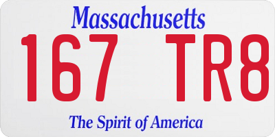 MA license plate 167TR8