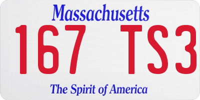 MA license plate 167TS3