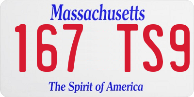 MA license plate 167TS9