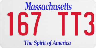 MA license plate 167TT3