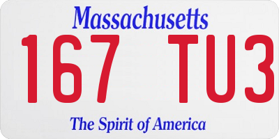 MA license plate 167TU3
