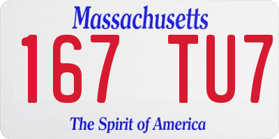 MA license plate 167TU7