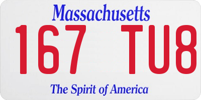 MA license plate 167TU8