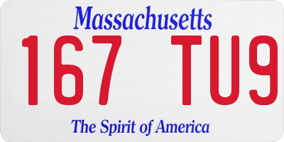MA license plate 167TU9