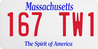 MA license plate 167TW1