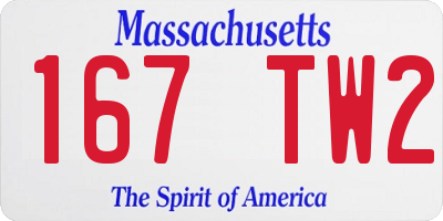MA license plate 167TW2