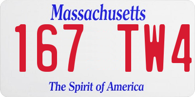 MA license plate 167TW4