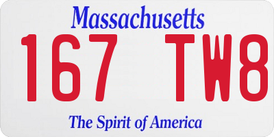 MA license plate 167TW8
