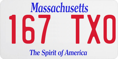 MA license plate 167TX0