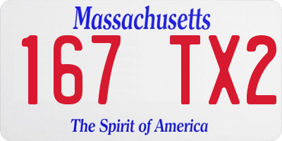 MA license plate 167TX2