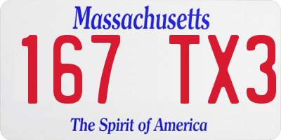 MA license plate 167TX3