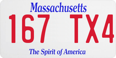 MA license plate 167TX4
