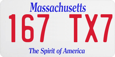 MA license plate 167TX7
