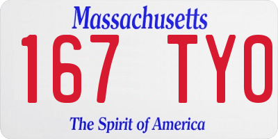 MA license plate 167TY0