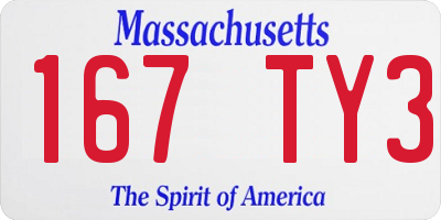 MA license plate 167TY3