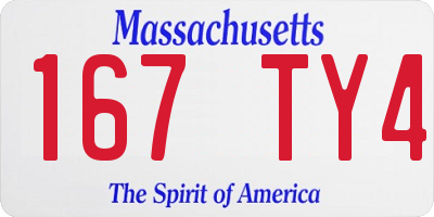 MA license plate 167TY4