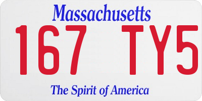 MA license plate 167TY5