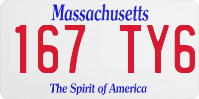 MA license plate 167TY6