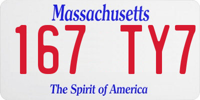 MA license plate 167TY7