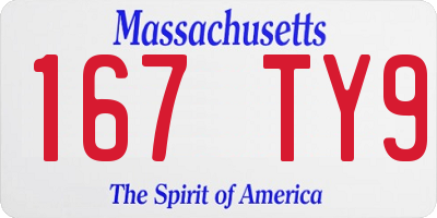 MA license plate 167TY9