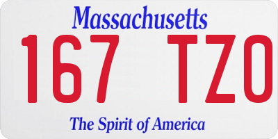 MA license plate 167TZ0