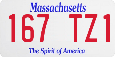 MA license plate 167TZ1