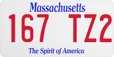 MA license plate 167TZ2