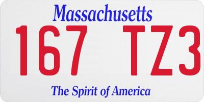MA license plate 167TZ3