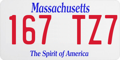 MA license plate 167TZ7