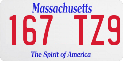 MA license plate 167TZ9