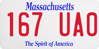 MA license plate 167UA0