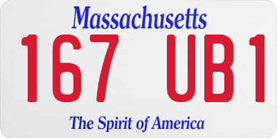 MA license plate 167UB1