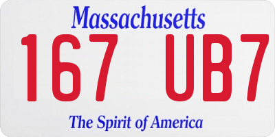 MA license plate 167UB7