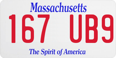 MA license plate 167UB9
