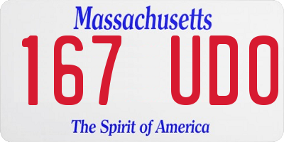 MA license plate 167UD0