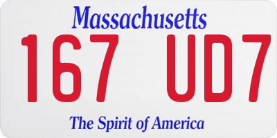 MA license plate 167UD7