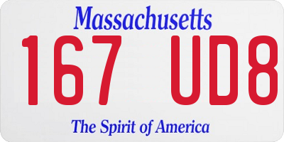 MA license plate 167UD8