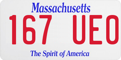 MA license plate 167UE0