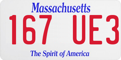 MA license plate 167UE3
