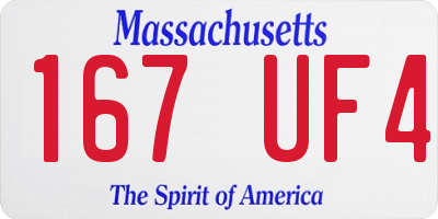MA license plate 167UF4